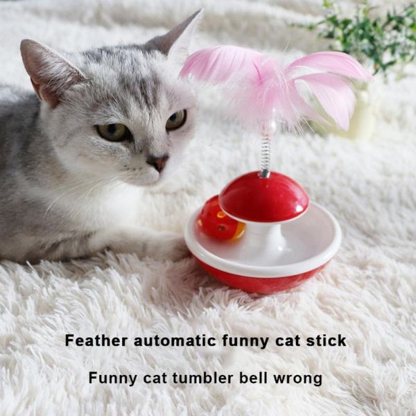 

cat feather tumbler toy bell tease stick for cats interactive balance car funny pet products supplies toys