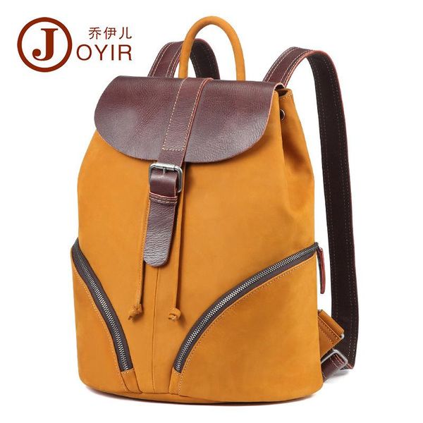 

school bags korean fashion leather women's bag leisure color contrast backpack