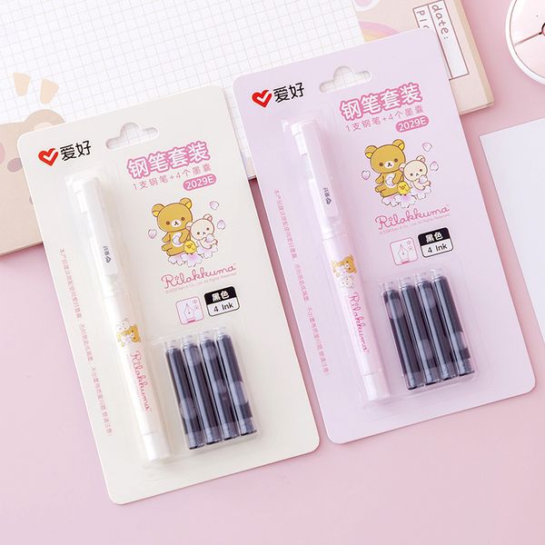 

like stationery, creative, easy bear, replaceable ink bag pen set