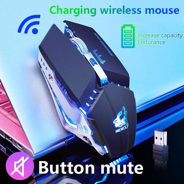 

mice 1600 dpi wireless gaming mouse mute 2.4g rechargeable luminous led backlit optical computer for pc laptop