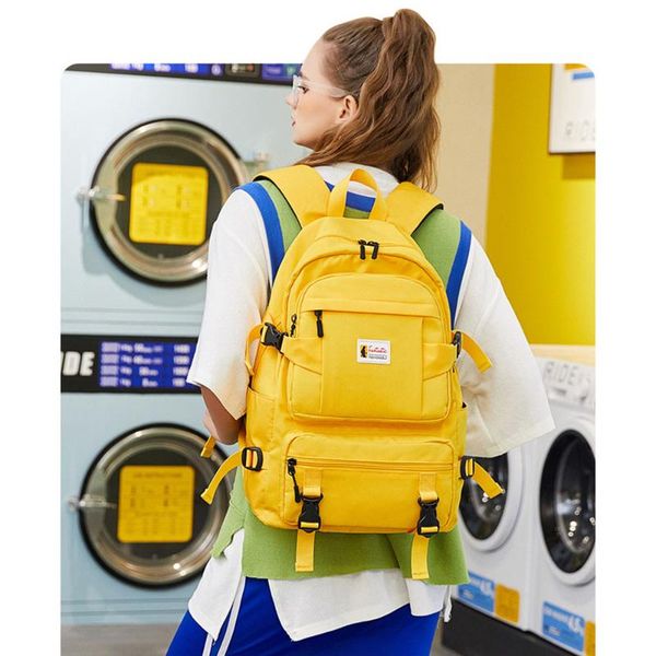 

fengdong fashion yellow backpack children school bags for girls waterproof oxford large teenagers schoolbag
