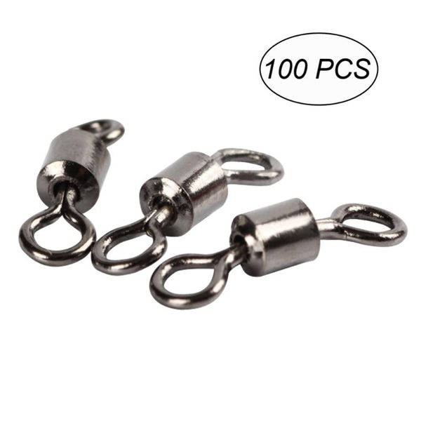

100pcs fishing rolling swivel connector solide rings tackle 10mm hooks