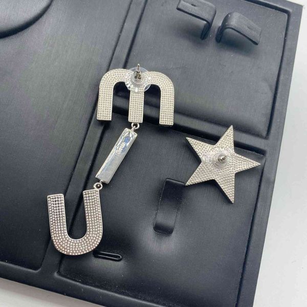 

black friday's full diamond asymmetric five pointed star earrings with exaggerated personality, Golden