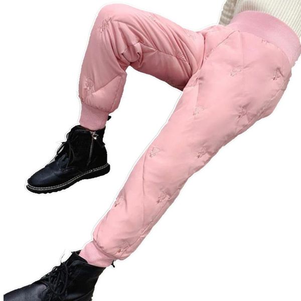 

trousers winter children down cotton padded pants baby girls high waist solid ski windproof warm trouser kids snow pant teen leggings, Blue