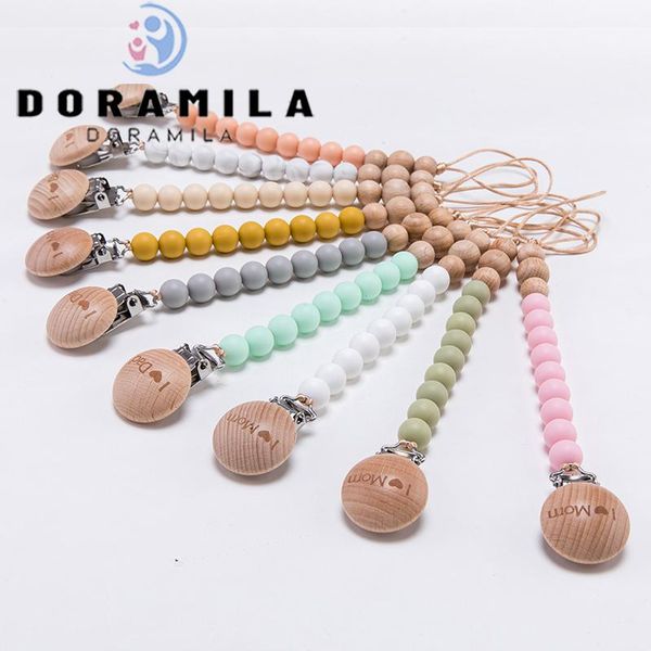 

pacifiers# 1pc baby pacifier clip chain wooden holder soother clips love mom nipple for infant bottle chains