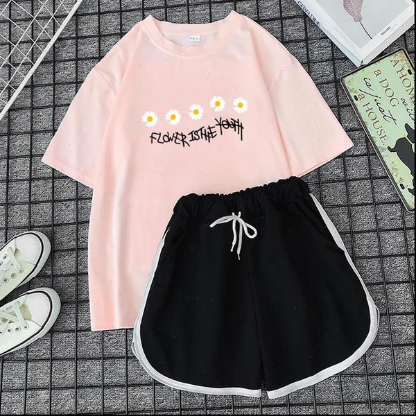 

2 piece set shirts womens tracksuits and shorts sets summer fashion casual flower tracksuit suit outfits, Gray