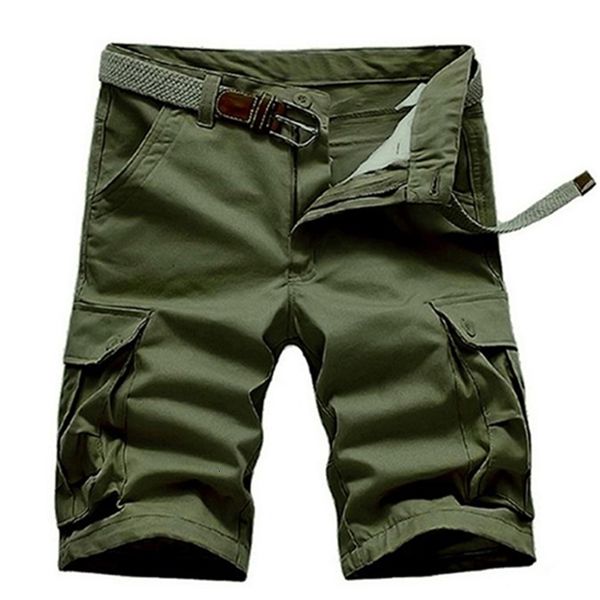 

men's shorts summer straight solid cotton knee length cargo overalls desert military bermuda masculina khaki shorts men snh9, White;black