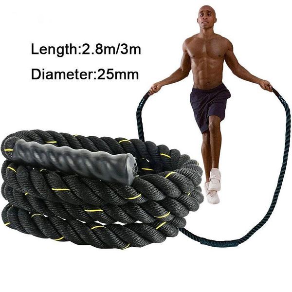 

jump ropes 25mm2.8m fitness mmx fighting training thick rope black and yellow physical polyester weight-bearing skipping