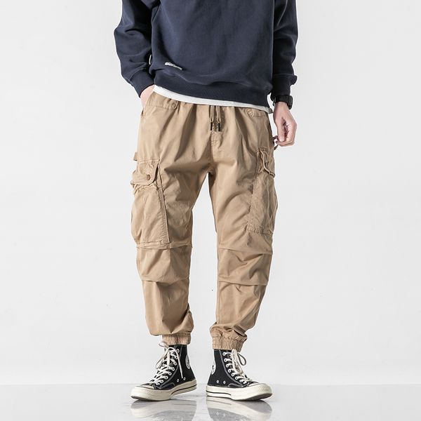 

pant men's army military style tactical pants male camo jogger plus size cotton many pocket men baggy cargo trousers, Black