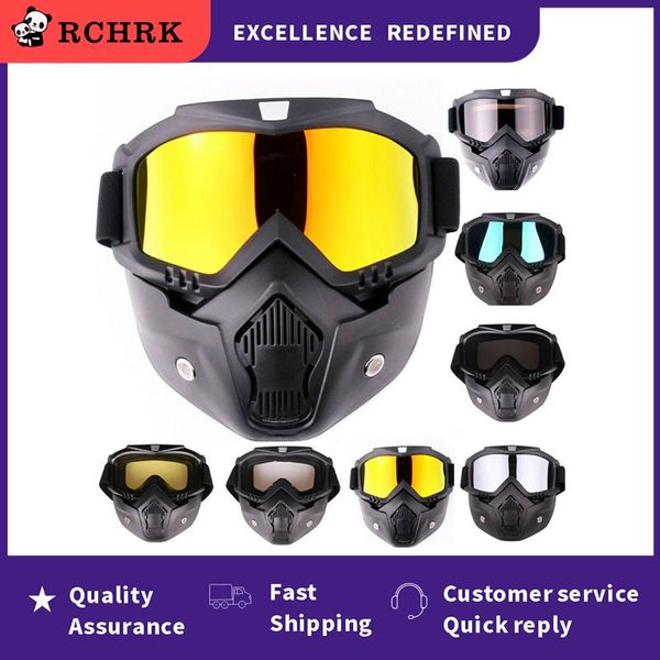 

motorcycle helmets face mask car helmet detachable retro rider goggles riding ski wind and sand full off-road equipment