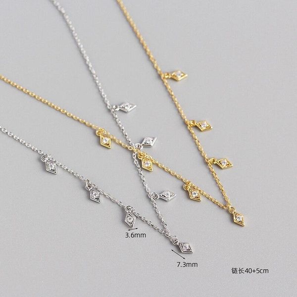 

chains a00950 jazaz 925 silver geometric zircon clavicle link chain necklace for fashion women european fine sterling jewelry