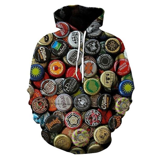 

men's hoodies & sweatshirts 2021 bottled beer sweatshirt fashion unusual design street pullover casual hoodie 3d-printed bottle xxs-6xl, Black