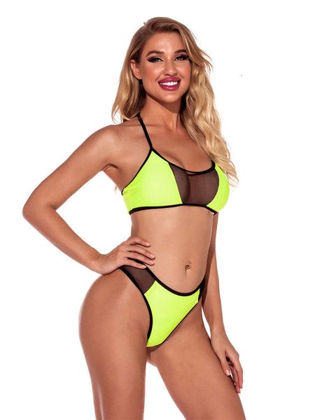 

the bikini swimsuit solid split bikini, White;black