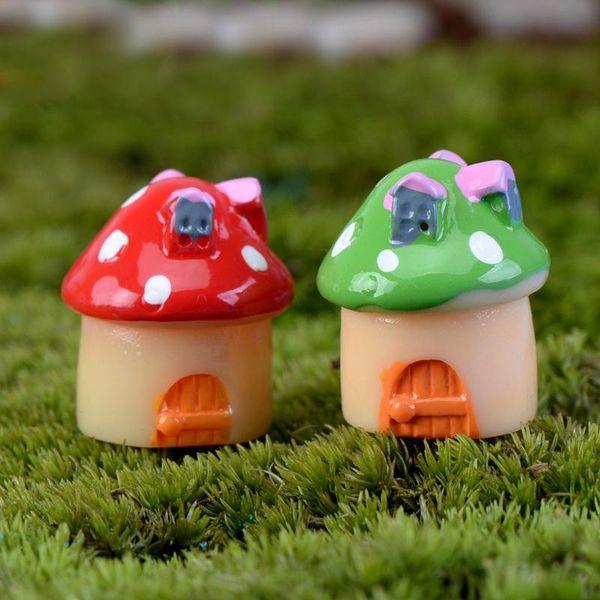 

decorative objects & figurines xunsfy 2pc mini resin mushroom house miniatures artificial garden fairy ornament micro crafts decorations for