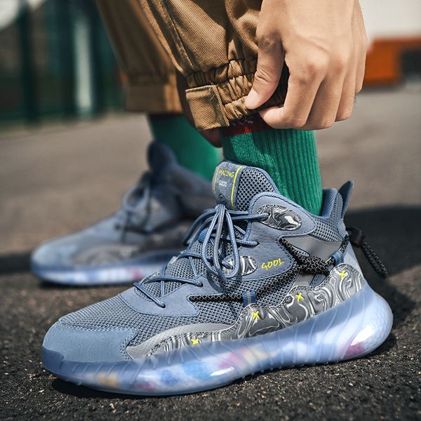 

dad new spring reflective youth student high trend versatile light casual sports men's shoes, Black