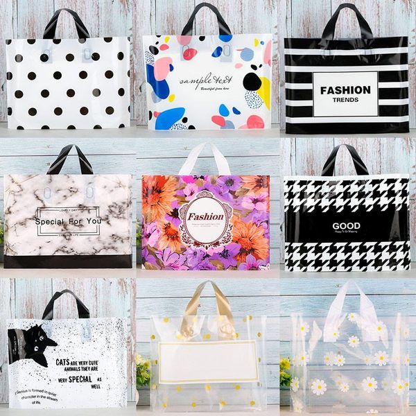 

gift wrap 20pcs jewelry bag various patterns cute pattern plastic bags with handle box handles candy cookie party favor packaging