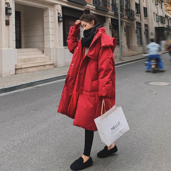 

women's down & parkas winter jacket women 2021 hooded long black coat female warm casual women's jackets korean style casaco femini
