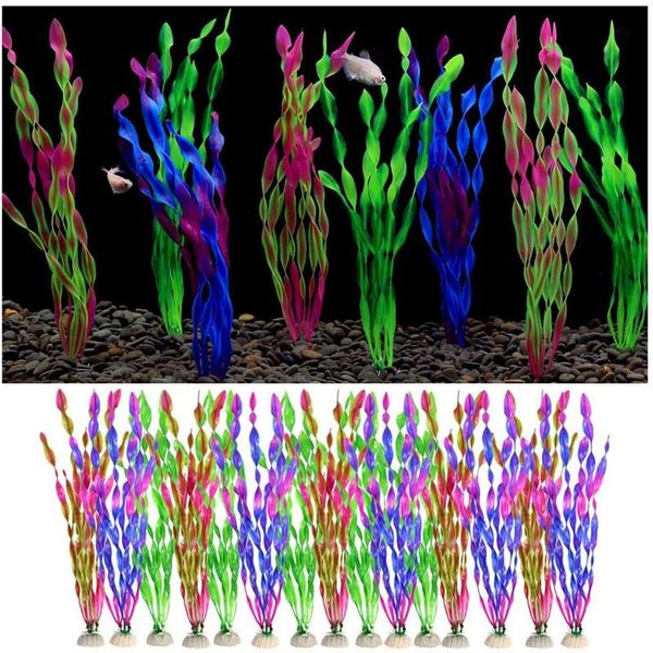 

decorations 15pcs artificial seaweed water plants, aquarium plastic fish tank plant decorations, decor