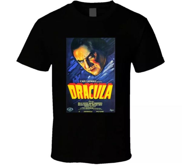

dracula original poster vintage horror movie poster fan t shirt, White;black