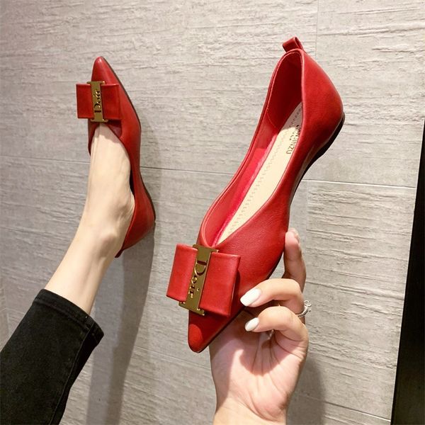 

pointed single shoe women autumn shallow mouth casual pea shoes flat bottom thick heel british style small leather shoes women, Black