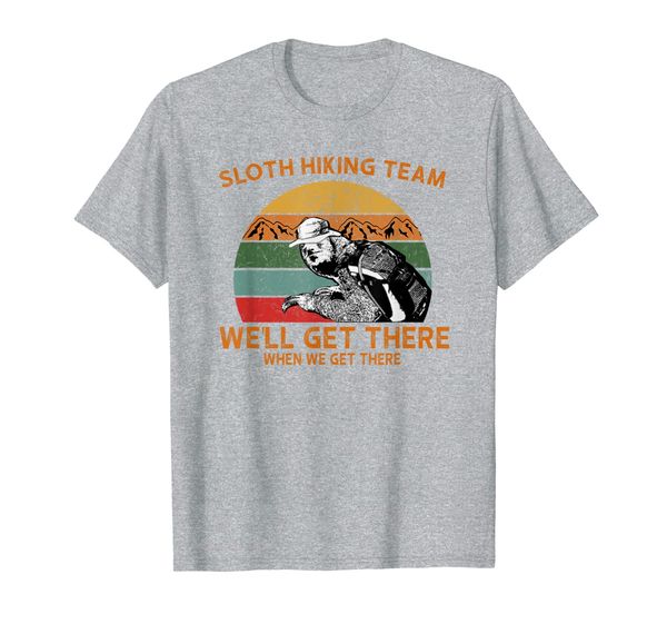 

sloth hiking team we'll get there funny vintage distressed t-shirt, White;black