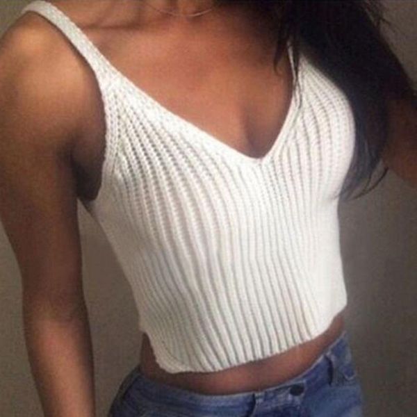 

women's blouses & shirts women arrival knitting vest summer crop sleeveless v neck blouse casual clothing vintage harajuku camisa f, White