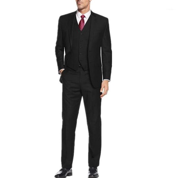 

men's business suits three-piece formal two grain of buckle suit elegant pure black for the groom dress & blazers, White;black