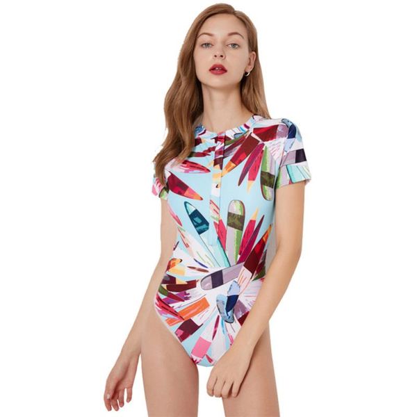 

one-piece suits swimwear women 2021 long sleeve swimsuit summer women's beach rash guard set uv protection surfing 4hz