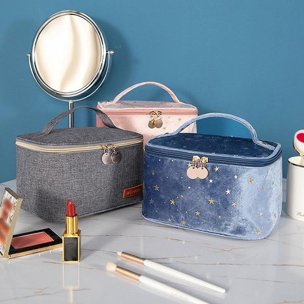 

storage bags travel cosmetic bag toiletry jewelry pocket bathroom toiletries organizer velvet make up case portable home kit