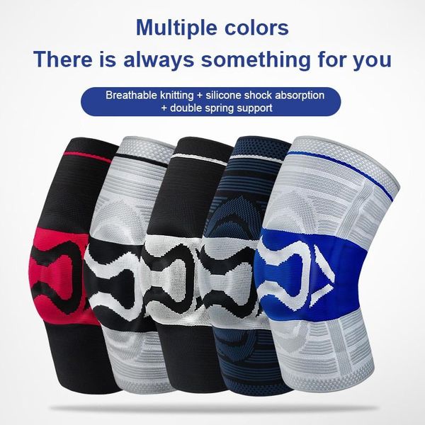 

pain relief compression knee pad springs fitness sleeve knitted support protector gym basketball massager for arthritis elbow & pads, Black;gray