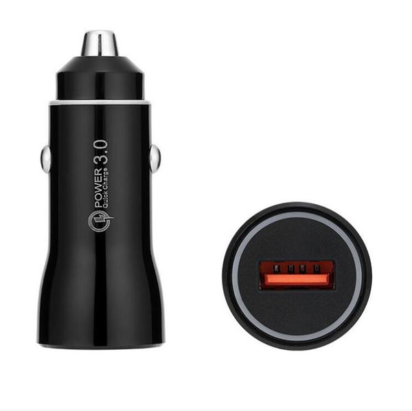 18W QC 3.0 Super Rápido USB Único Port Carregador de Carro Cigarro Cigarro Rápido Carregamento Preto Branco DHL UPS Navio