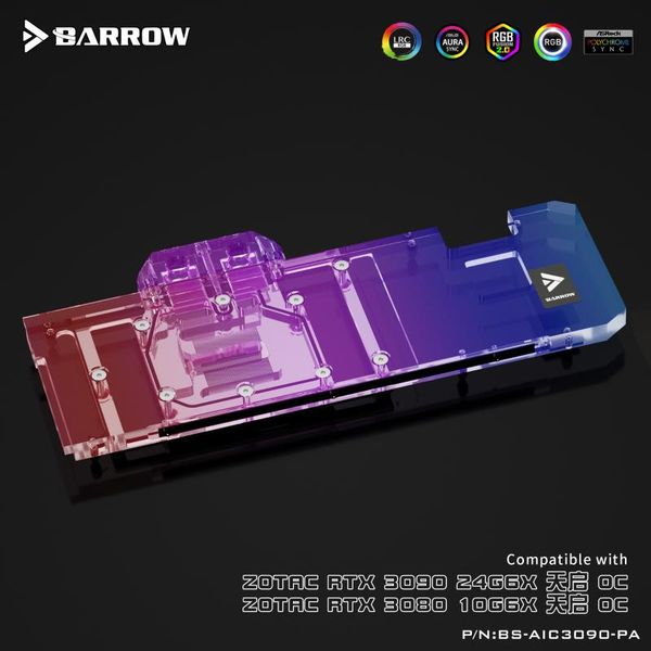 

barrow pc water cooling gpu cooler video card graphics radiator for zotac rtx 3090 tq oc lrc2.0 bs-aic3090-pa fans & coolings