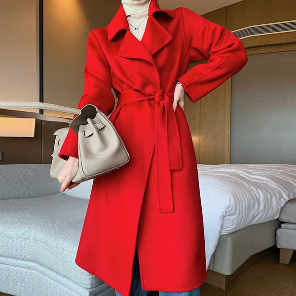 

women's wool & blends 100% merino thick women autumn winter overcoat ladies warm jacket coats cardigan long sleeve the fashion 3f0o, Black