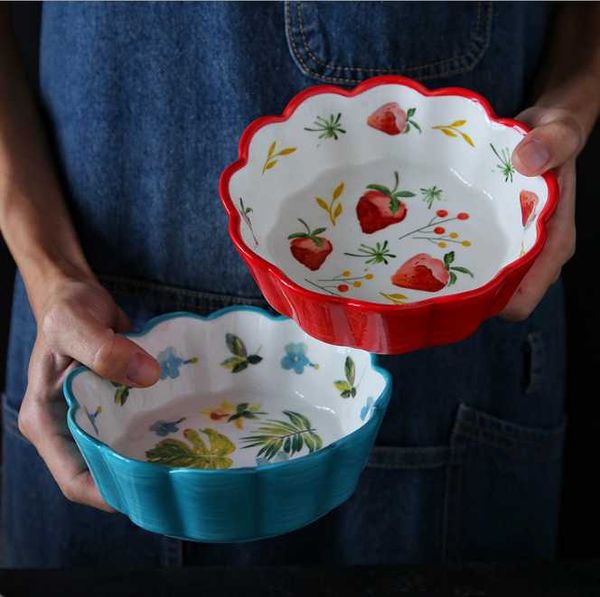 

bowls 1 pcs crockery ceramic salad bowl household painting baking dessert