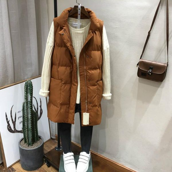

women waistcoat 2021 fashion slim fit long vest thicken cotton padded winter sleeveless jacket women's vests, Black;white
