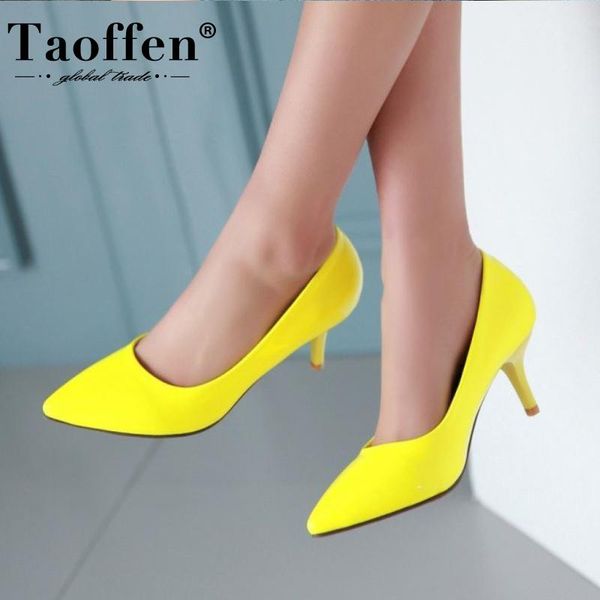 

dress shoes taoffen size 34-43 women high heel candy color thin pumps fashion office ladies footwear, Black