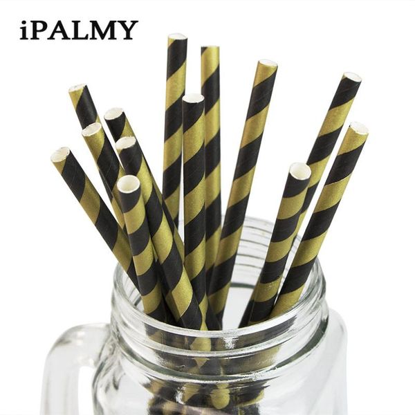 

disposable dinnerware ipalmay 2000pcs party favor striped paper straws gold black white wedding baby showers drinking decorations supplies