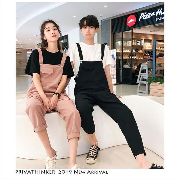 

woman sleeveless overalls black casual women pants lovers streetwear couple summer fashion overall