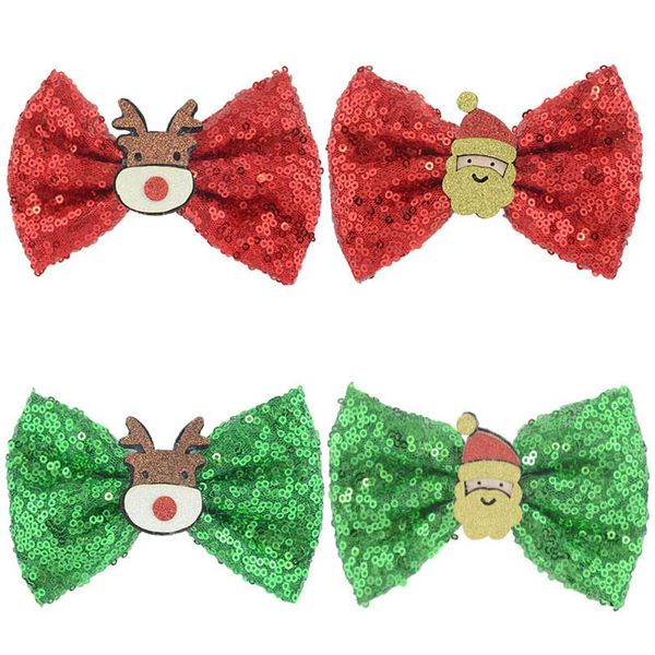 

girls hair accessories hairclips bb clip kids barrettes clips baby children accessory christmas hairpin cartoon headdress sequin bow 5inch b, Slivery;white