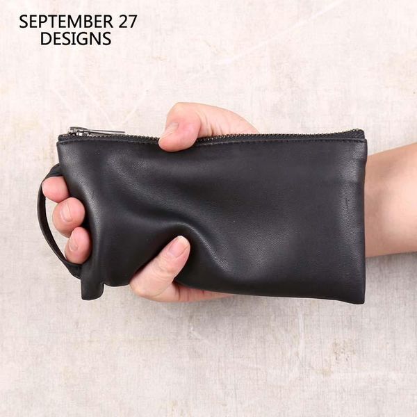 

wallets men first layer leather sheepskin luxury women long purses slim clutch casual money bag phone purse change, Red;black