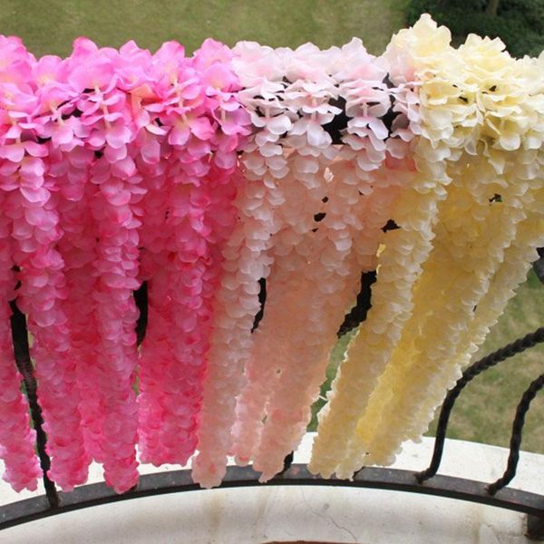 Flores decorativas Wreaths Wreaths Artificial Flower Orchid String Silk Wedding Rattan Plant Wall Holding Home Decoration Wholesale