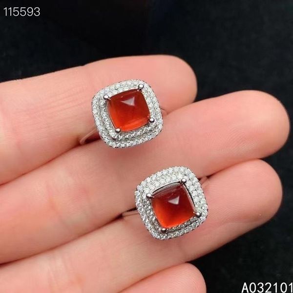 

cluster rings kjjeaxcmy fine jewelry s925 sterling silver inlaid natural garnet girl fashion ring support test chinese style with box, Golden;silver