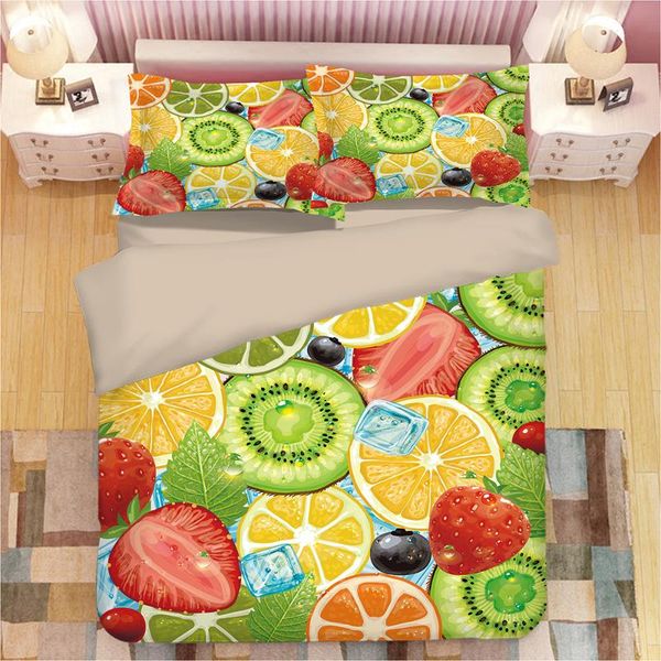 

bedding sets fruit set quilt cover  full king size children cartoon duvet colorful strawberry bedclothes 3pcs