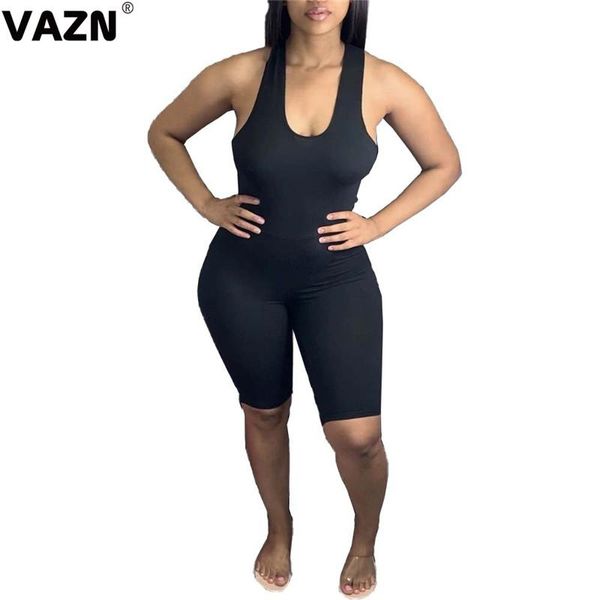 

girl fashion 2021 summer bandage solid sleeveless beach style v-neck womens jumpsuit backless playpsuits women's jumpsuits & rompers, Black;white