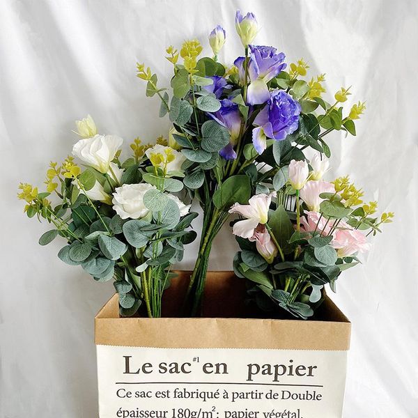 

decorative flowers & wreaths 1 bouquet eucalyptus bellflower flower artificial plants grasses for home wedding decoration fake plant office