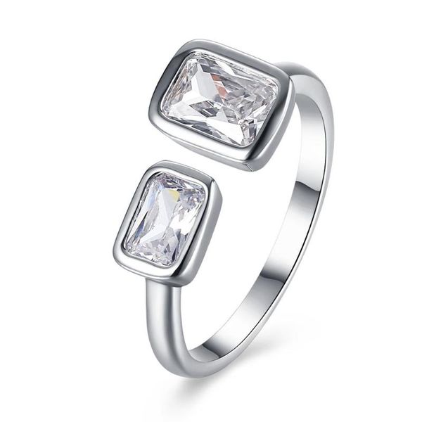 

wedding rings hemiston white square crystal zircon cz with cut cubic zirconia adjustable ring women fashion jewelry bijoux, Slivery;golden