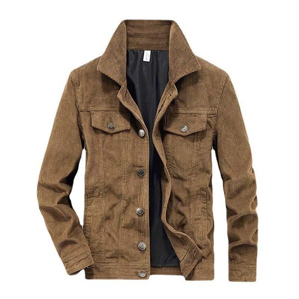

men's jackets mcikkny men cargo casual corduroy jacket coats vintage multi pockets solid color outwear size m-4xl, Black;brown