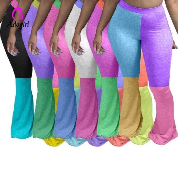 

women's pants & capris flare color block women wide leg high waist bell-bottoms trousers streetwear draped skinny jogger sweatpants, Black;white