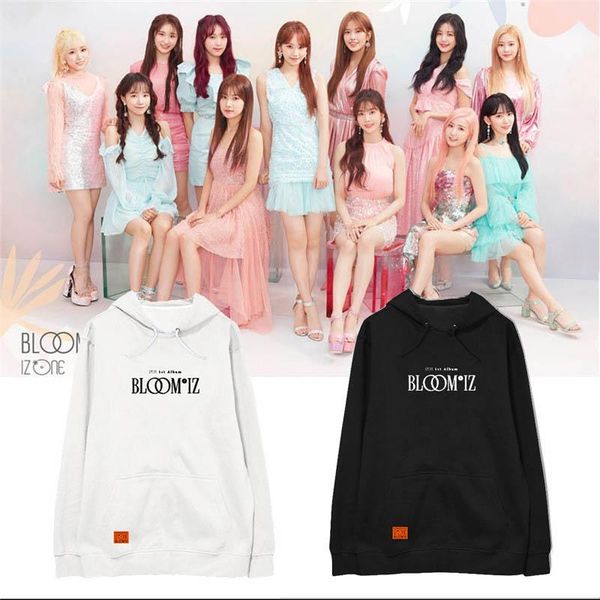 

women's hoodies & sweatshirts korean kpop izone bloomiz oversized hoodie hip hop streetwear loose hooded pullover printed long sleeve, Black