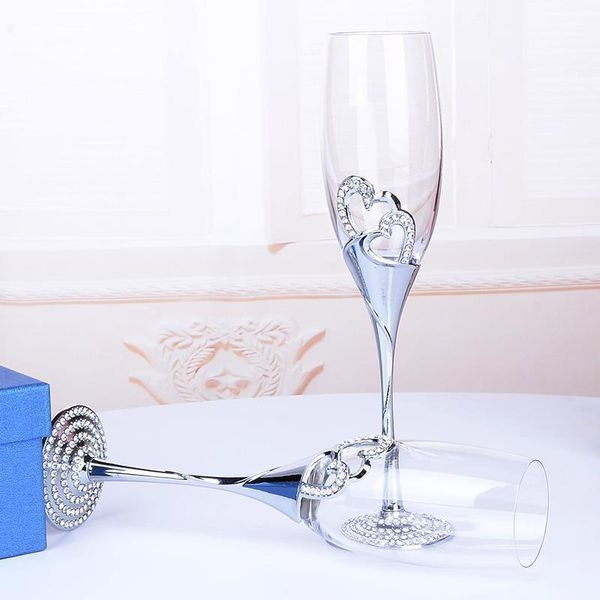 

wine glasses crystal diamond champagne glass goblet gift box set wedding creative custom logo